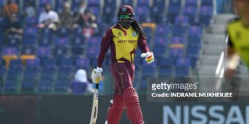 Chris Gayle The Universe Boss entering the field for his last international game